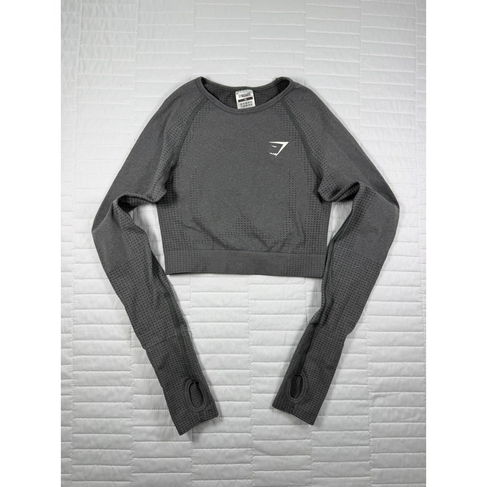 Gymshark Vital Seamless Long Sleeve Crop Top Grey XS B1A3D